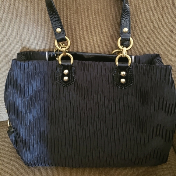 Coach Ashley Gathered Satin Carryall Tote Satchel - Picture 2 of 3